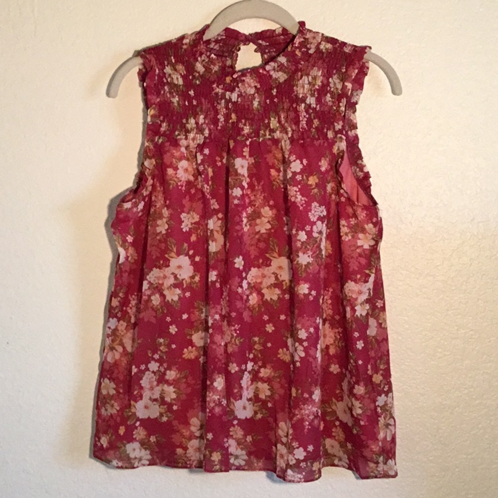 Pink Rose Sleeveless shirt - Floral - Size L